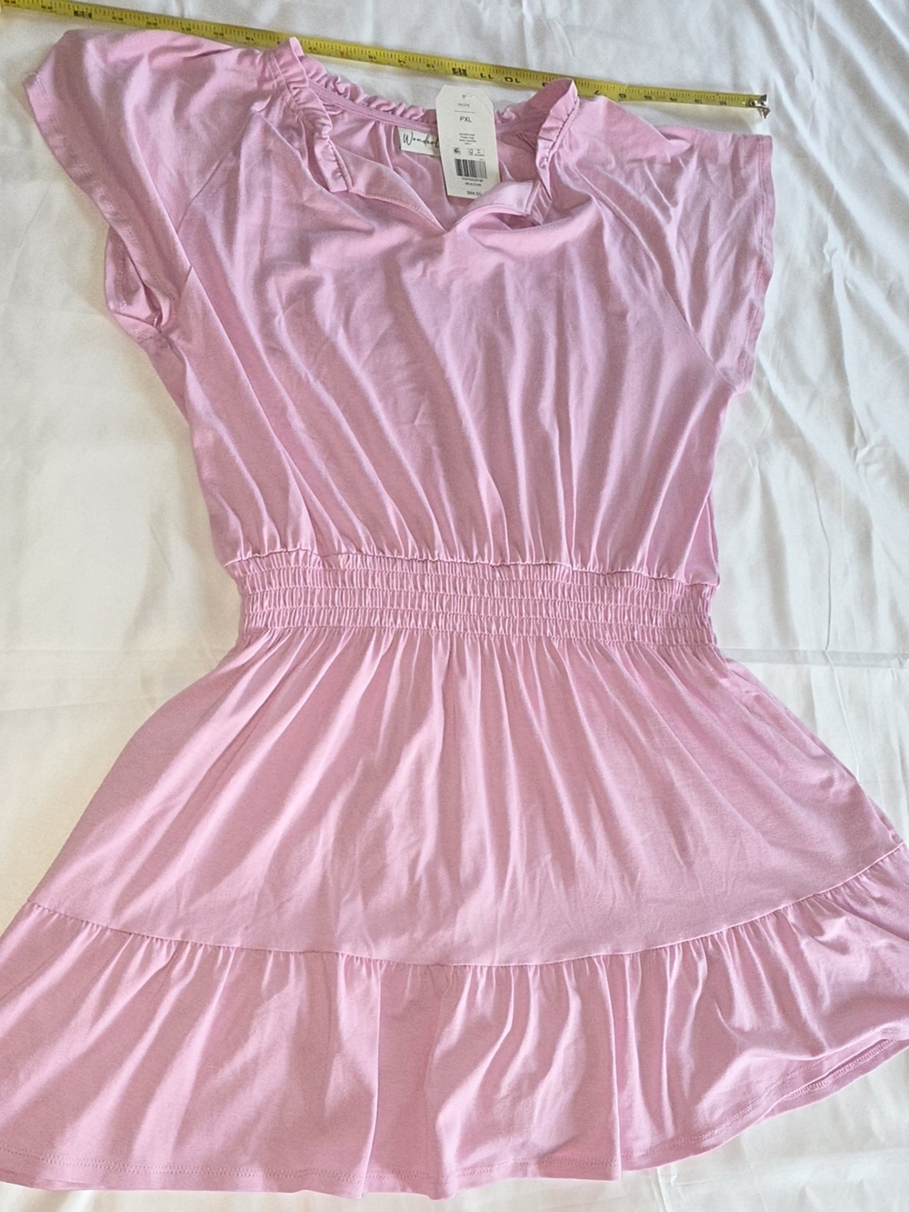 Belk Light Pink Smocked-Waist Casual Dress PXL